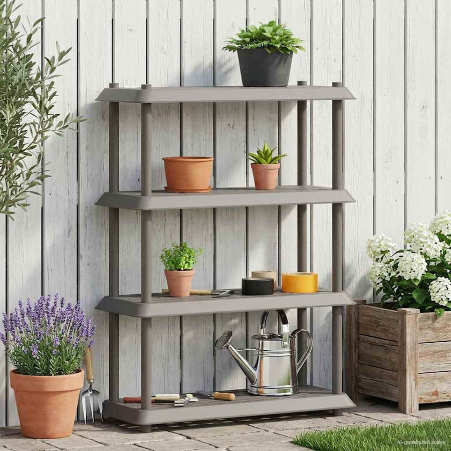 Plankenunit 4-laags 100 x 40 x 136,5 cm PP Lichtgrijs
