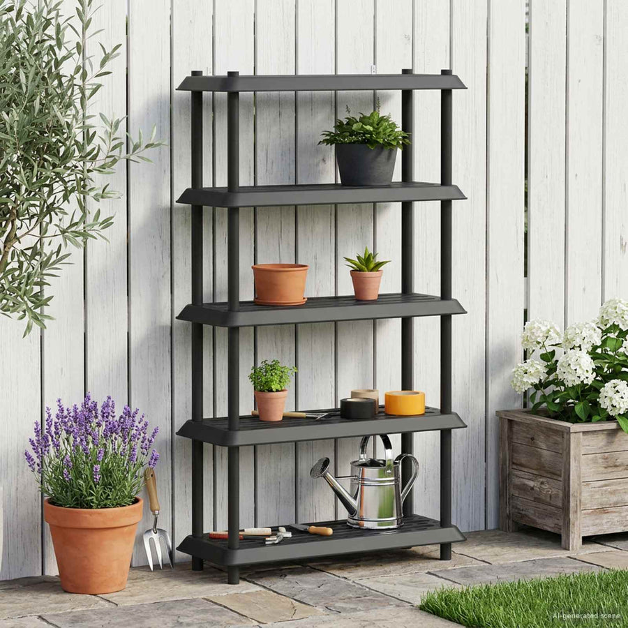Plankenunit 5-laags 100 x 40 x 177 cm PP Antracietkleurig