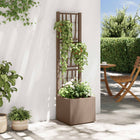 Bloembak met trellis 36x36x140 cm bruin PP