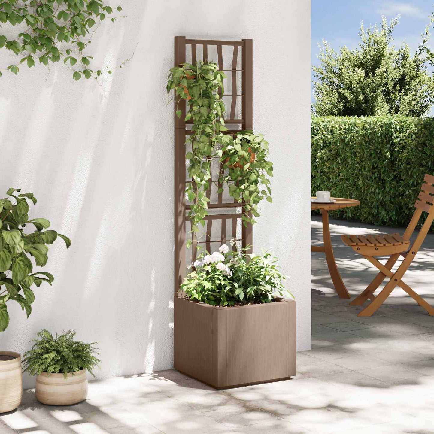 Tuindruppel met Trellis Bruin 36 x 36 x 140 cm PP