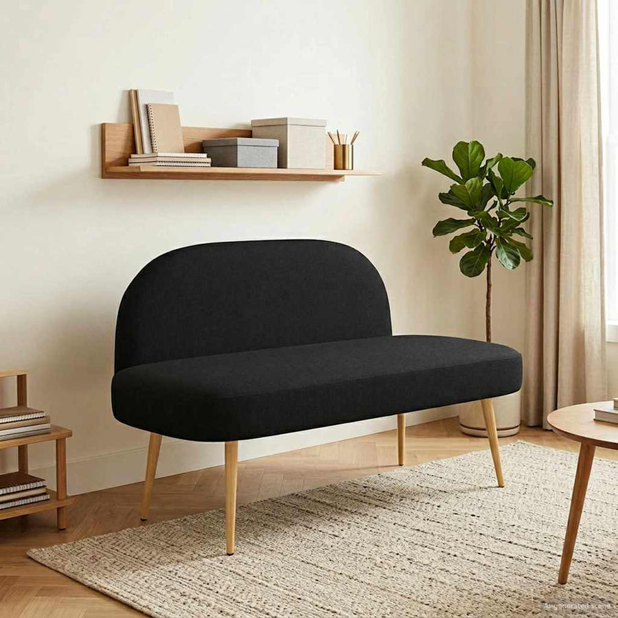 Beklede bank met rugleuning Zwart 110 x 60 x 76 cm Polyester