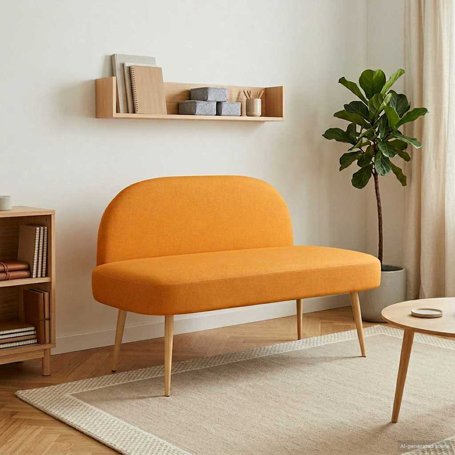 Beklede bank met rugleuning Donkergeel 110 x 60 x 76 cm