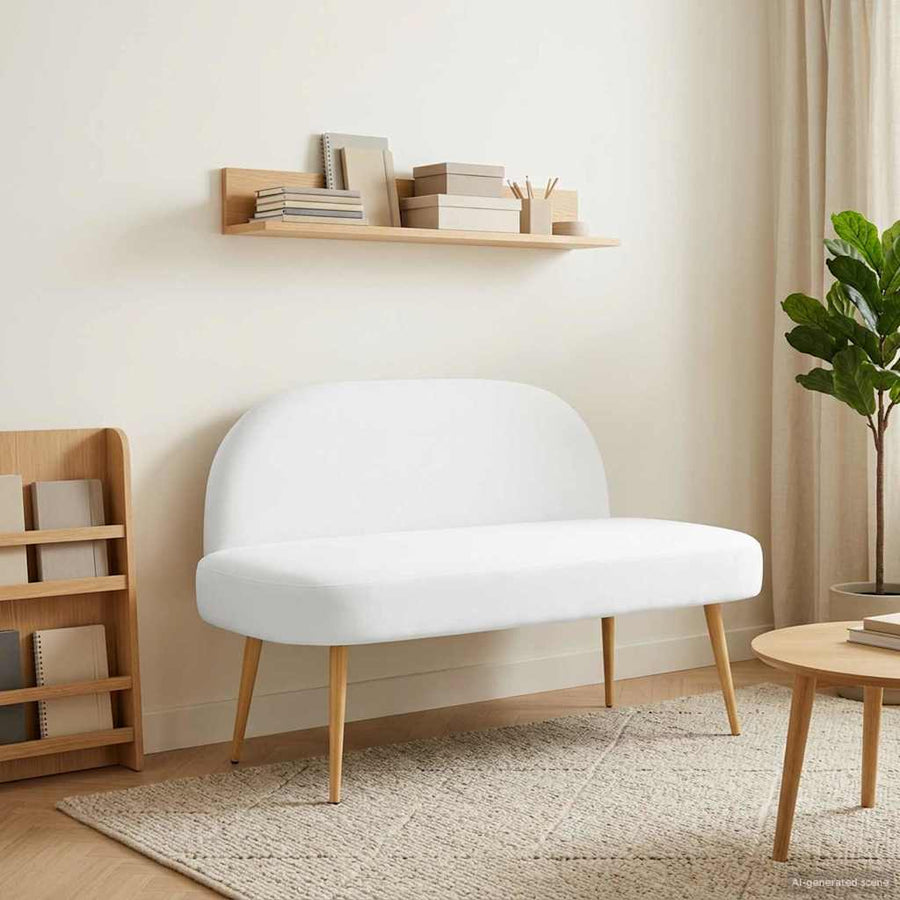 Beklede bank met rugleuning Wit 110 x 60 x 76 cm Polyester