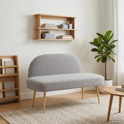 Beklede bank met rugleuning Lichtgrijs 110 x 60 x 76 cm Bouclé