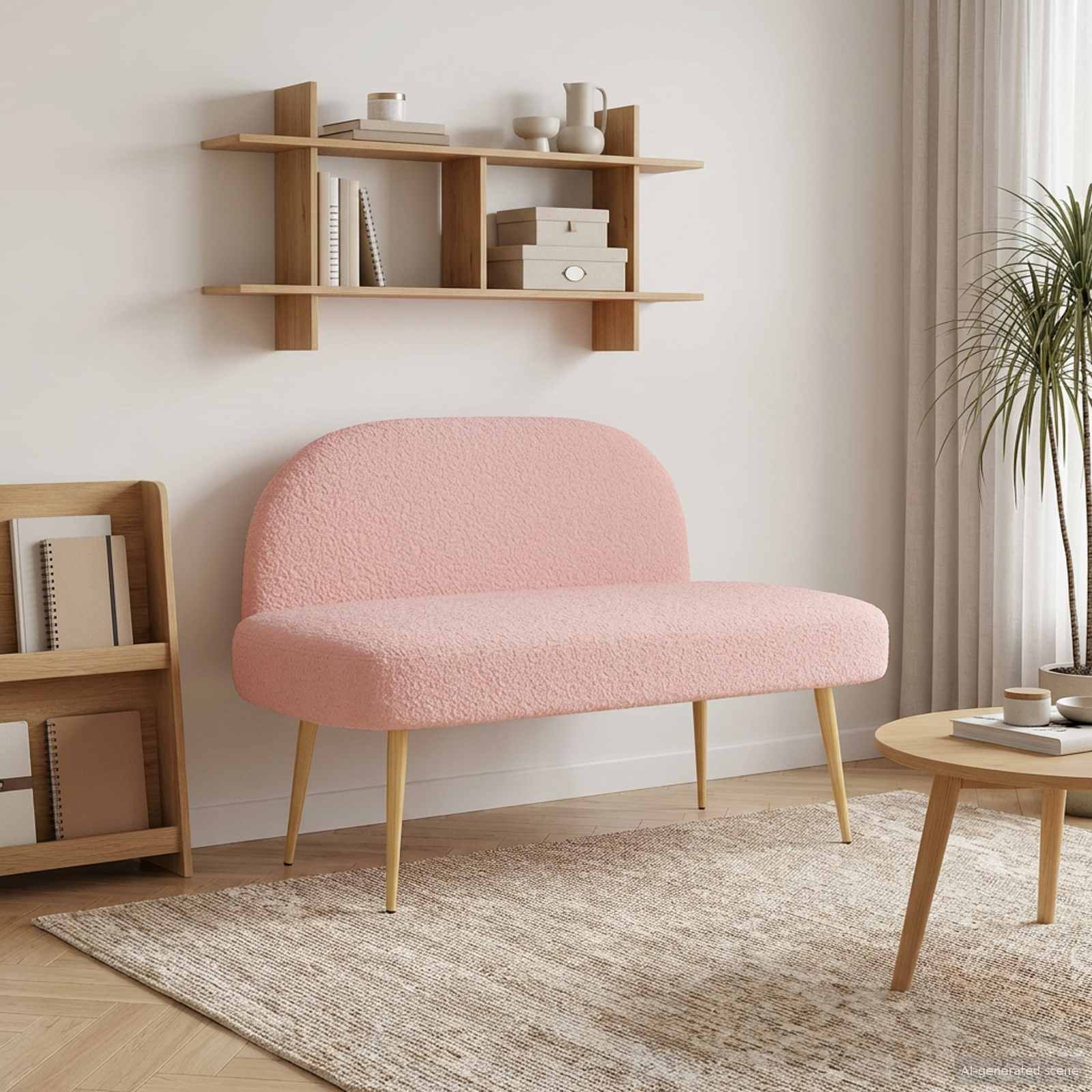Beklede bank met rugleuning Roze 110 x 60 x 76 cm Bouclé