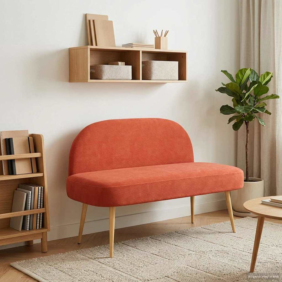 Beklede bank met rugleuning Rood-oranje 110 x 60 x 76 cm