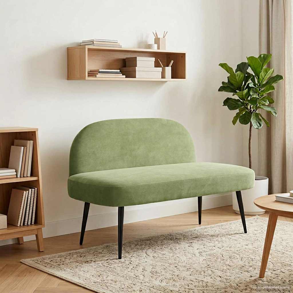 Beklede bank met rugleuning Lichtgroen 110 x 60 x 76 cm Fluweel