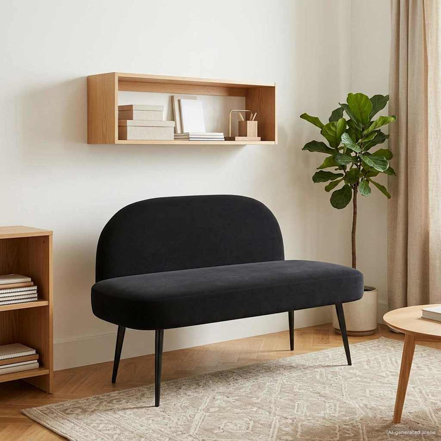 Beklede bank met rugleuning Zwart 110 x 60 x 76 cm Fluweel