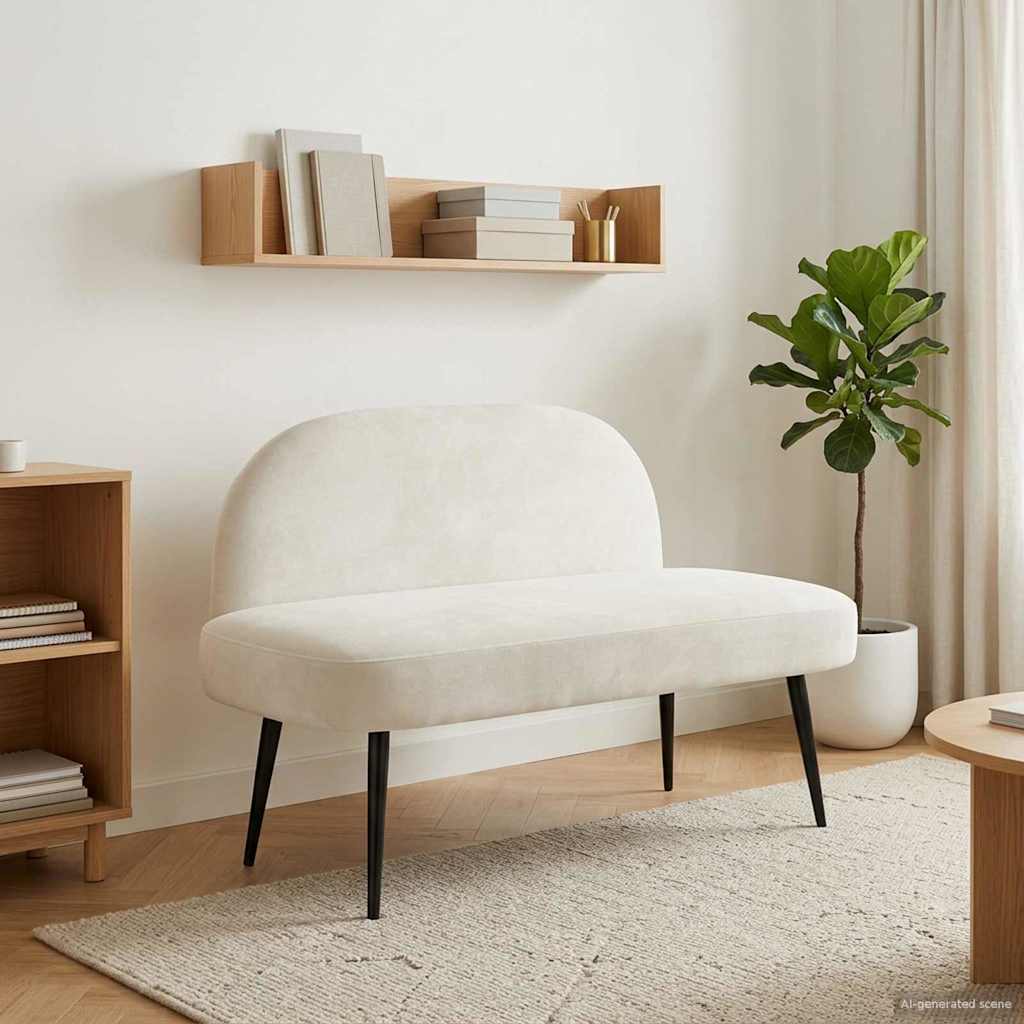 Beklede bank met rugleuning Crèmekleurig 110 x 60 x 76 cm