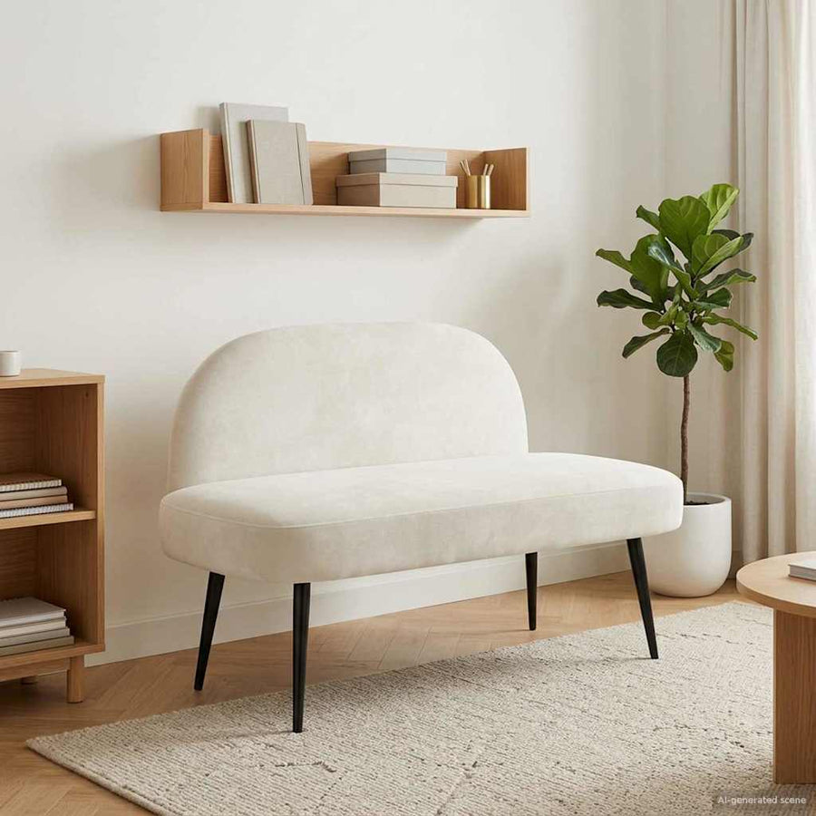 Beklede bank met rugleuning Crèmekleurig 110 x 60 x 76 cm