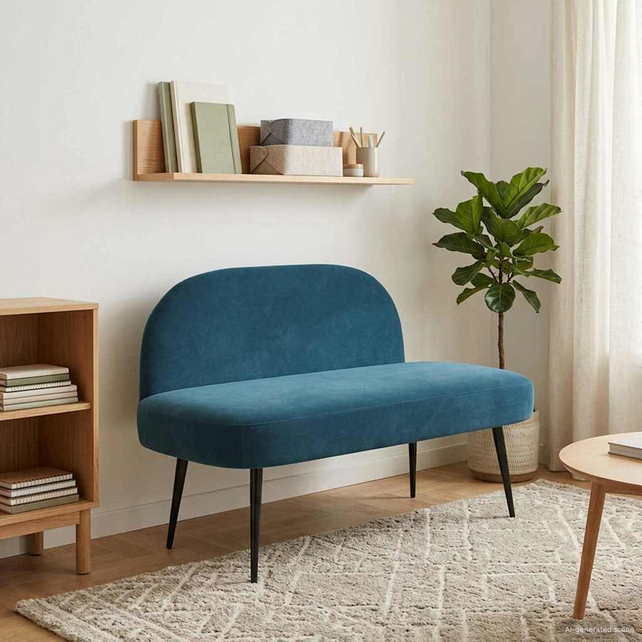 Beklede bank met rugleuning Blauw 110 x 60 x 76 cm Fluweel