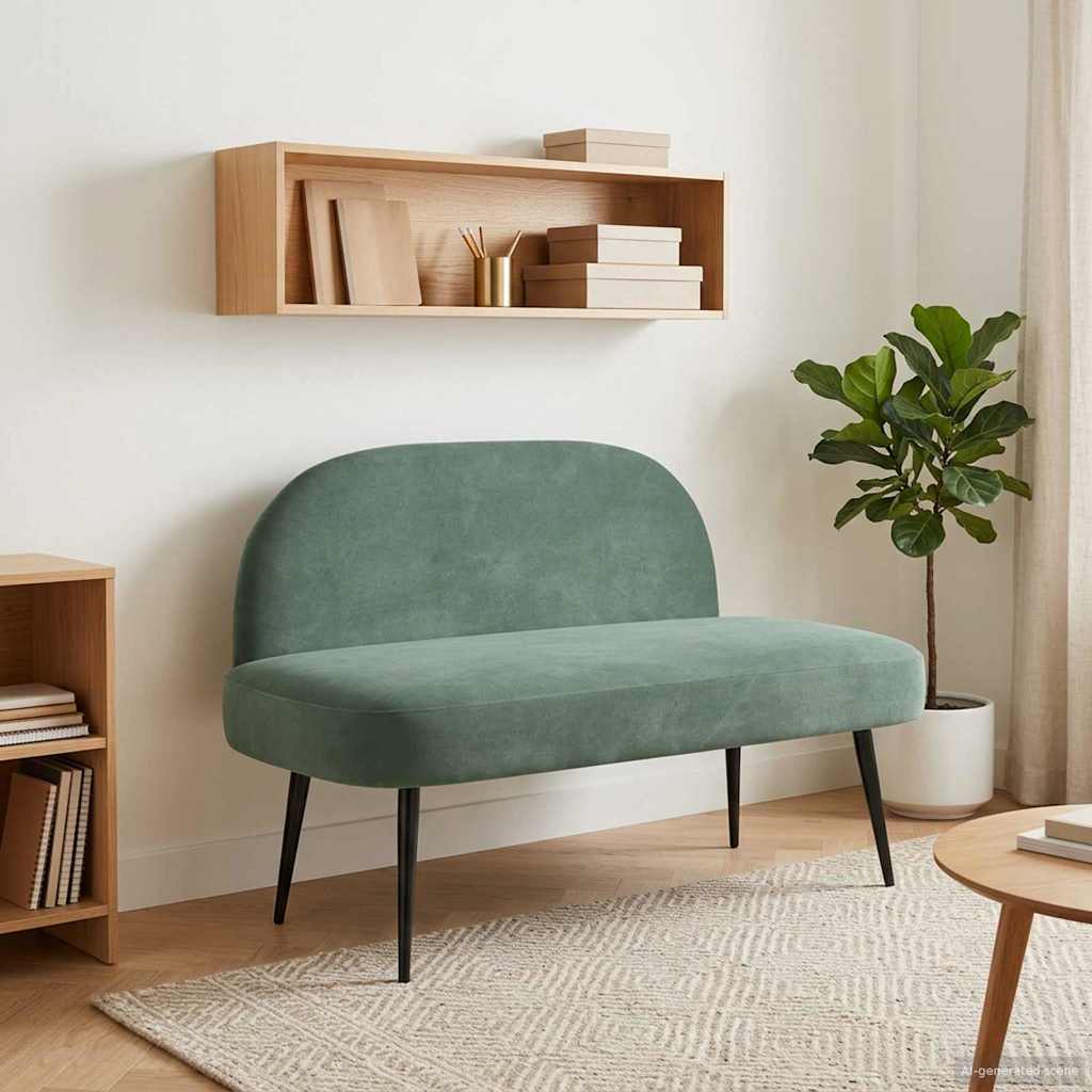 Beklede bank met rugleuning Zeegroen 110 x 60 x 76 cm Fluweel