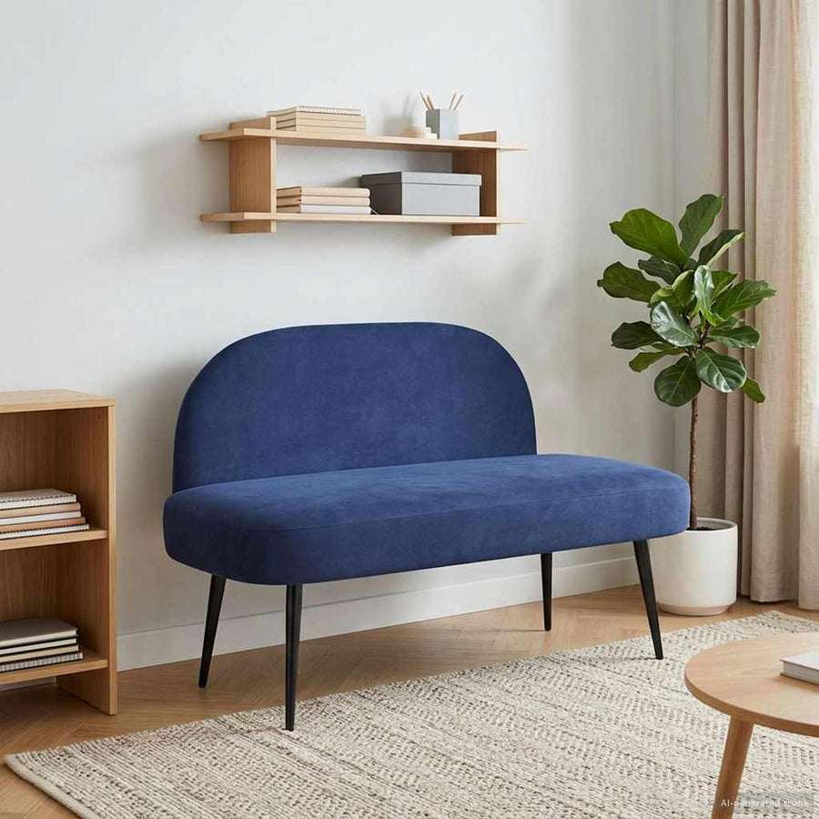 Beklede bank met rugleuning Politieblauw 110 x 60 x 76 cm