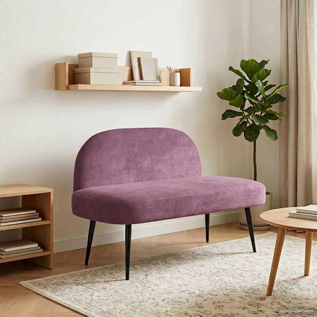 Beklede bank met rugleuning Paars 110 x 60 x 76 cm Fluweel