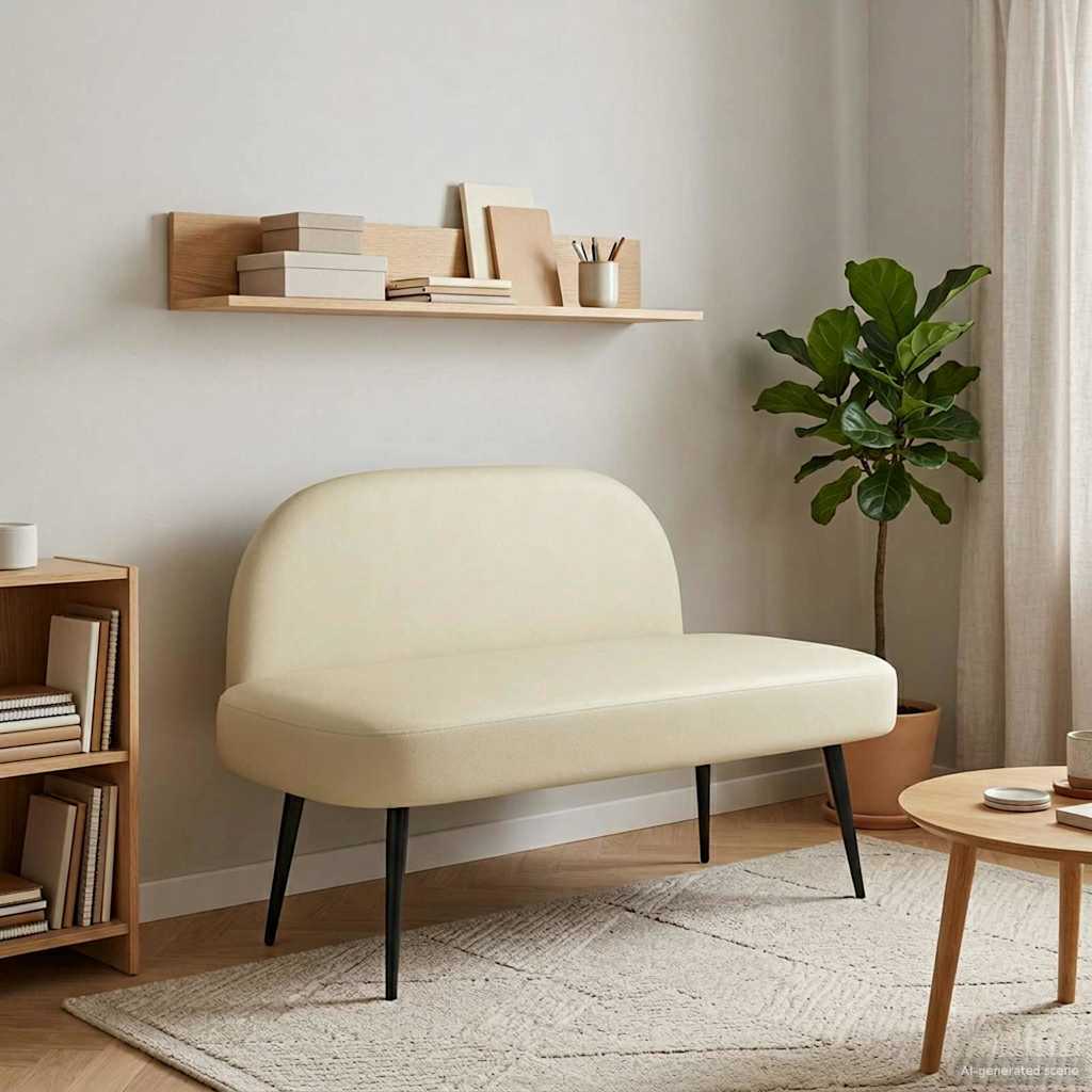 Beklede bank met rugleuning Crèmekleurig 110 x 60 x 76 cm