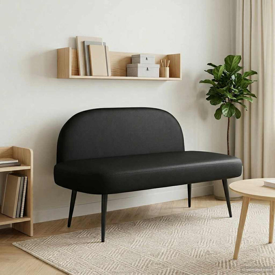Beklede bank met rugleuning Zwart 110 x 60 x 76 cm Kunstleer