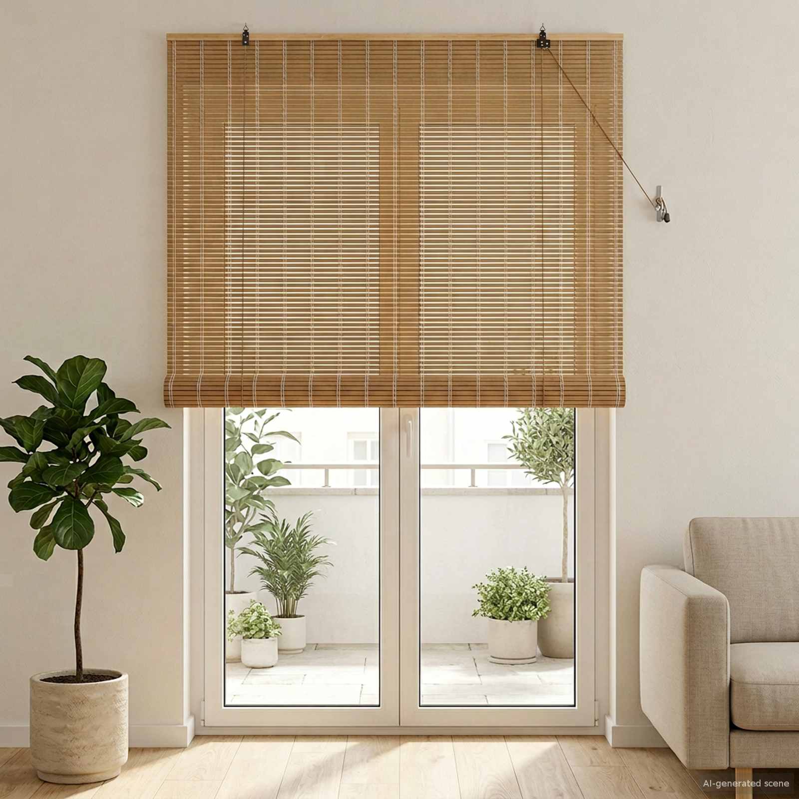 Rolgordijn Natuur 130 x 220 cm Bamboe