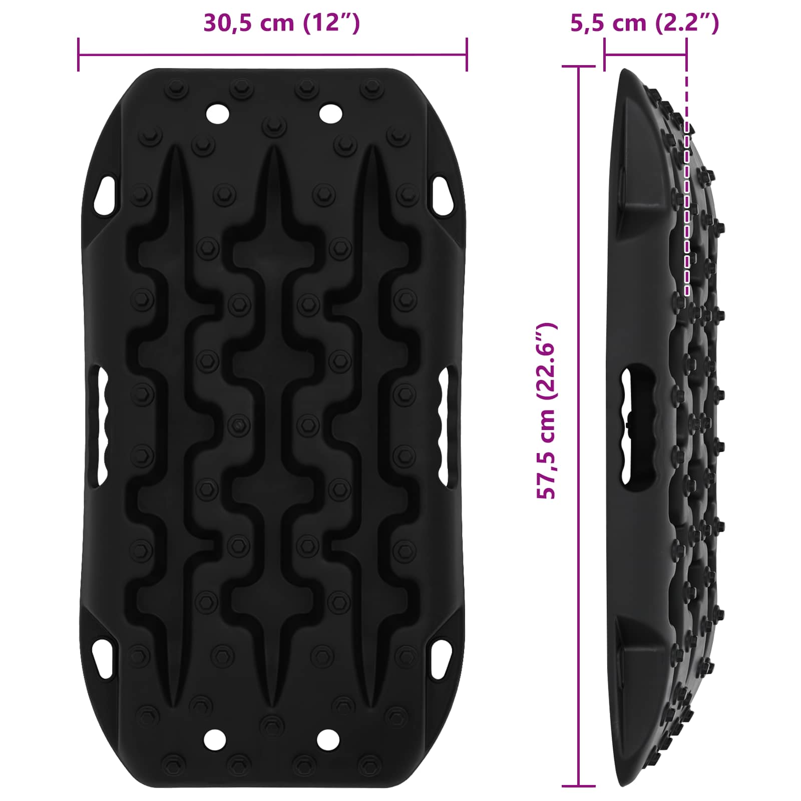 Gripplaat 2 pcs Zwart 57,5x30,5x5,5 cm Versterkt nylon
