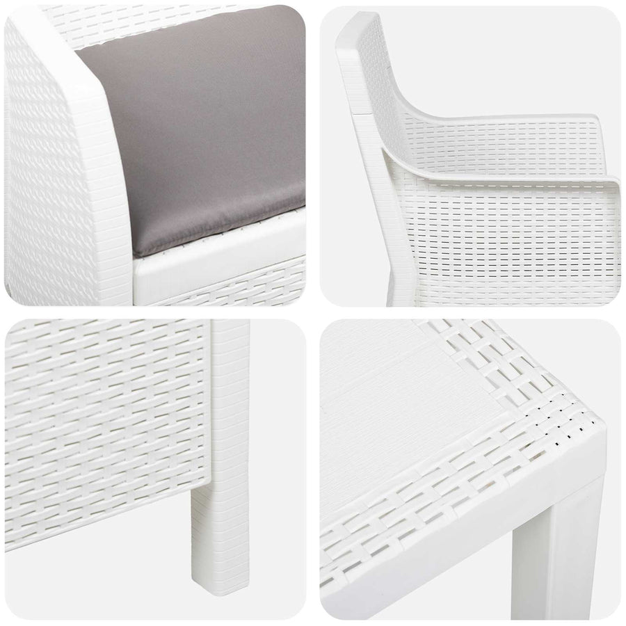 Loungeset met kussen 3 pcs Wit PP