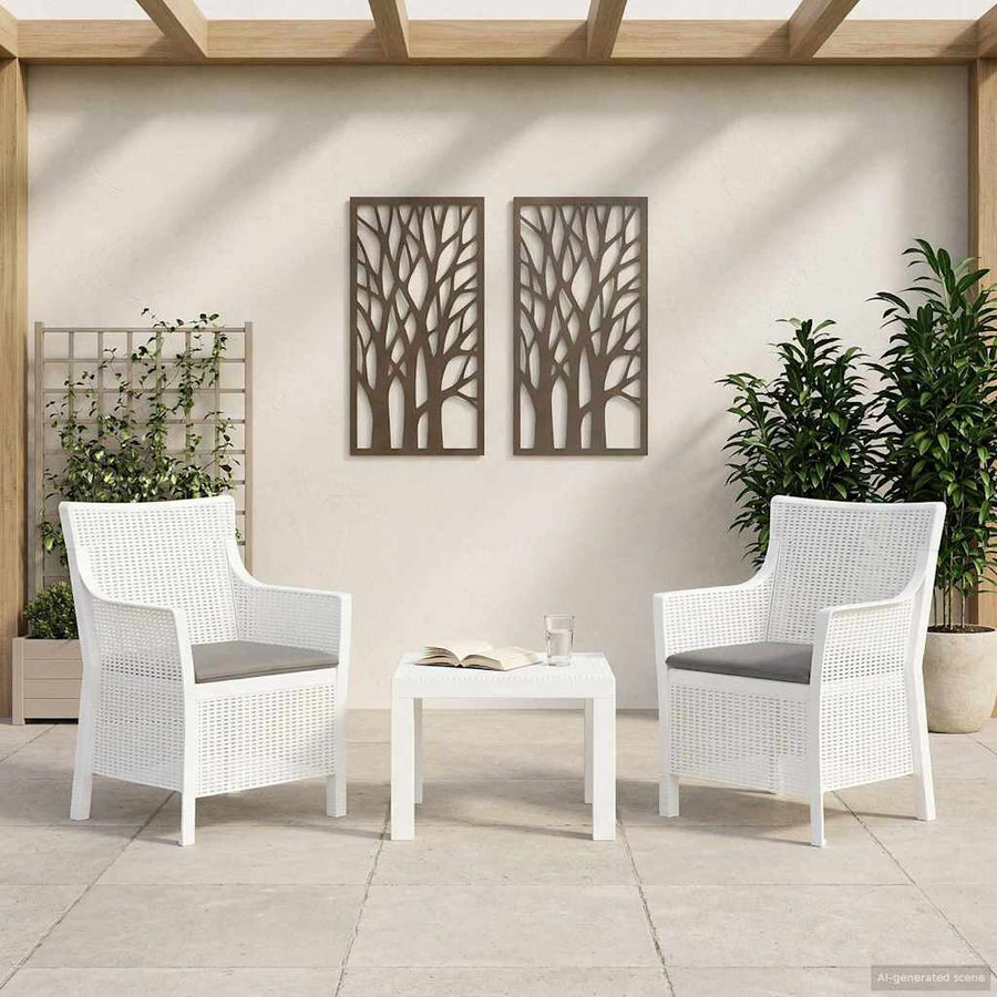 Loungeset met kussen 3 pcs Wit PP