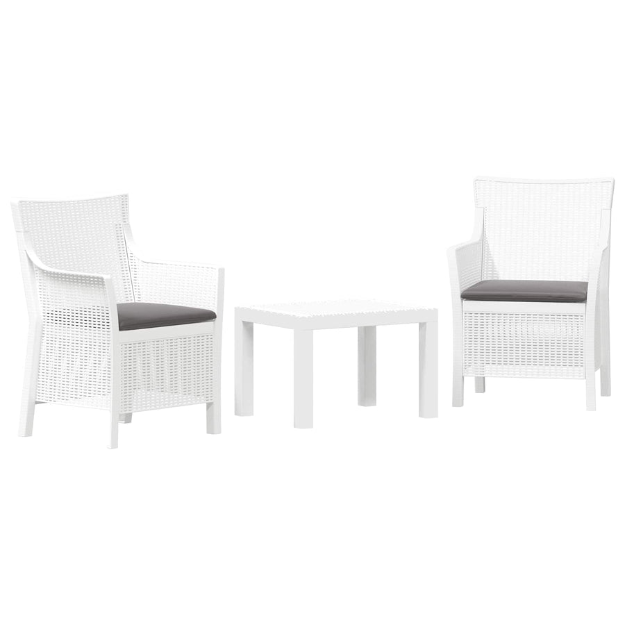 Loungeset met kussen 3 pcs Wit PP