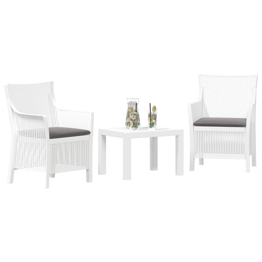 Loungeset met kussen 3 pcs Wit PP
