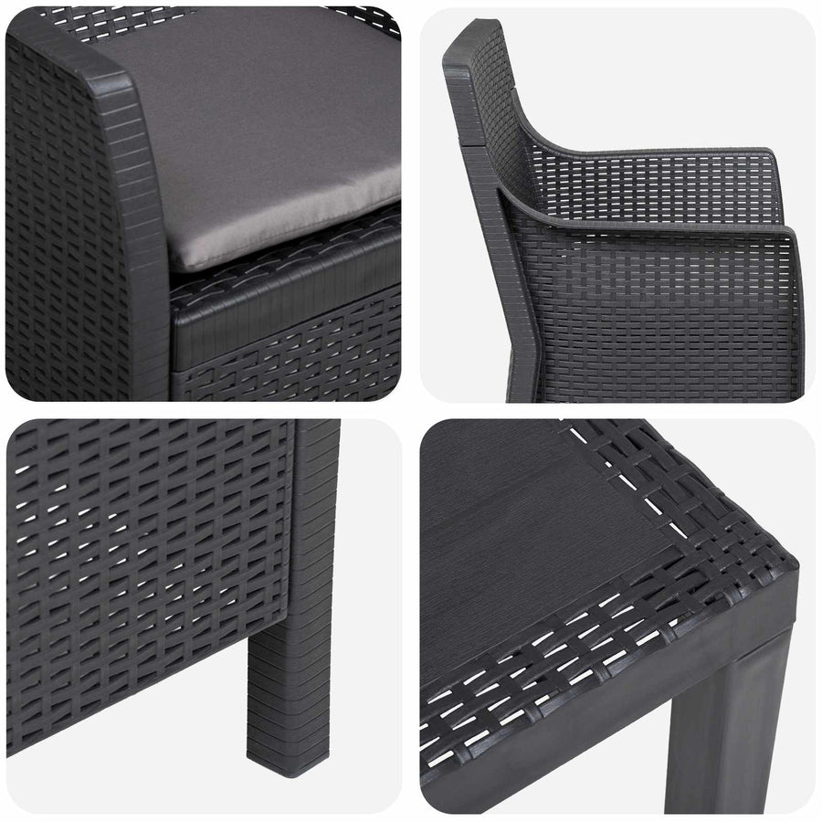 Loungeset met kussen 3 pcs Antracietkleurig PP
