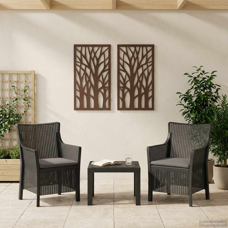 Loungeset met kussen 3 pcs Antracietkleurig PP