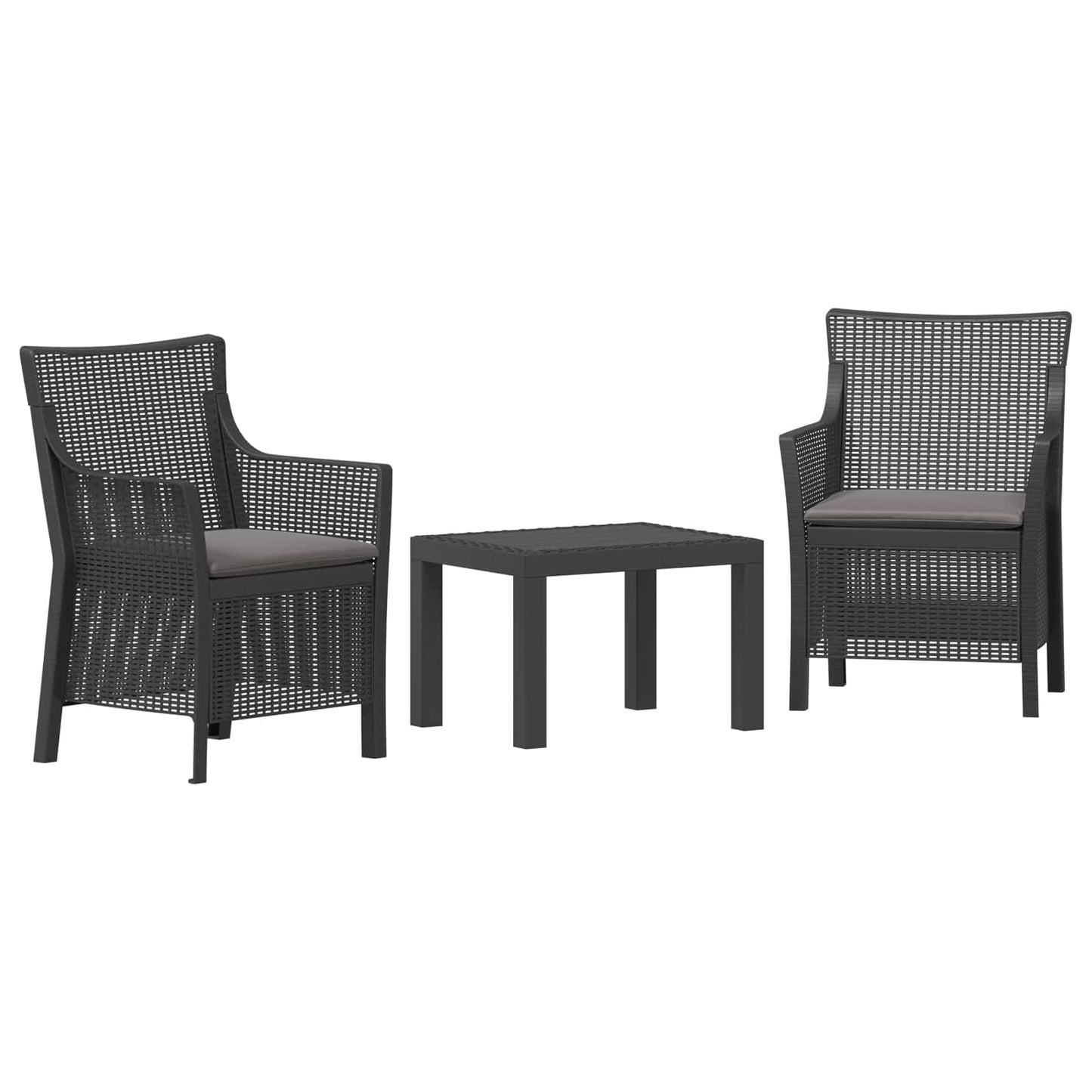 Loungeset met kussen 3 pcs Antracietkleurig PP