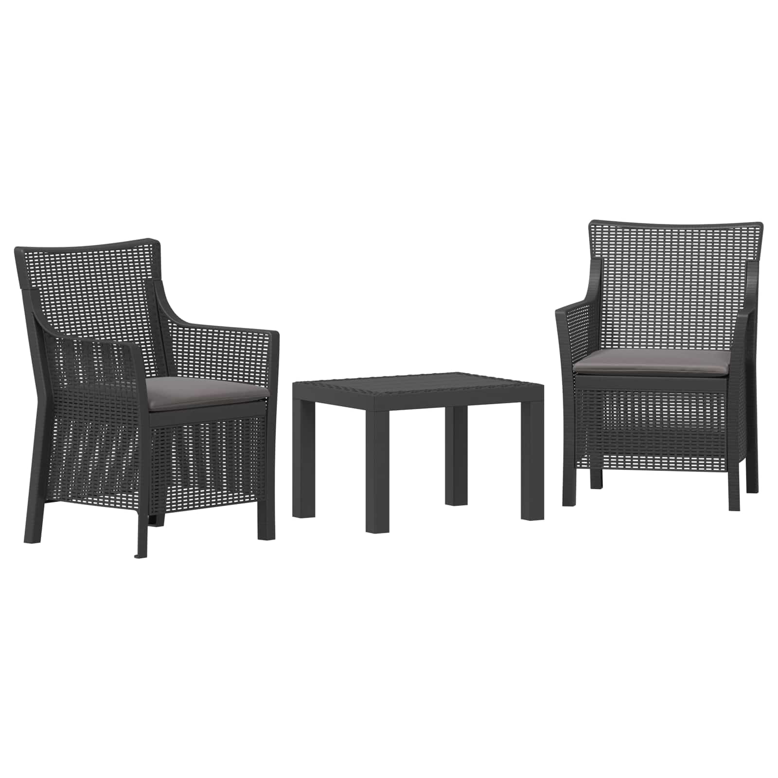 Loungeset met kussen 3 pcs Antracietkleurig PP