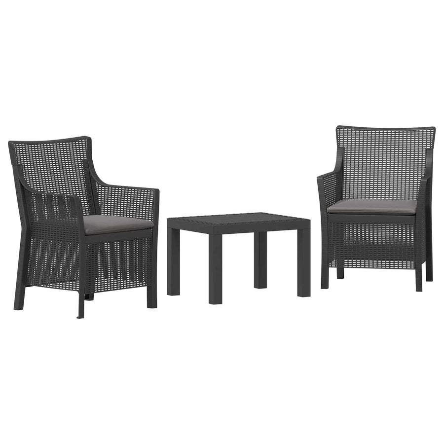Loungeset met kussen 3 pcs Antracietkleurig PP