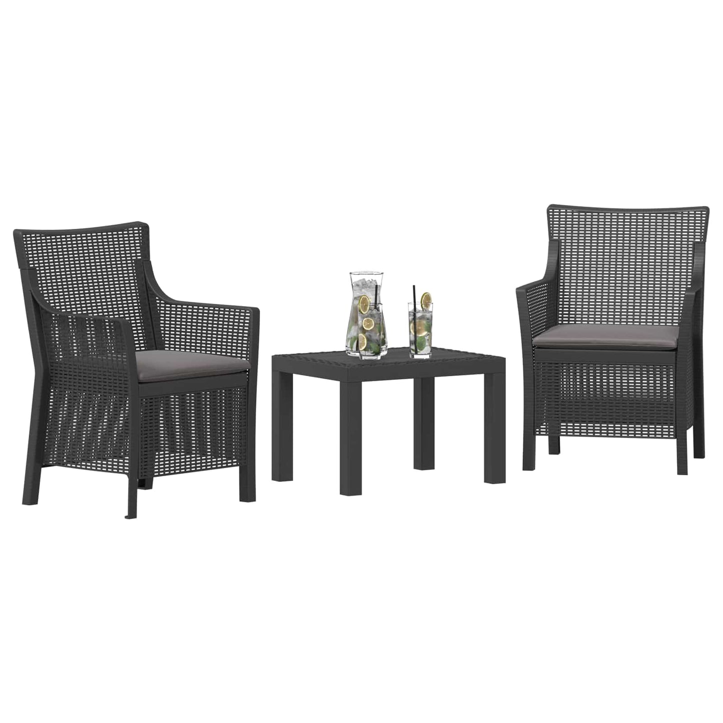 Loungeset met kussen 3 pcs Antracietkleurig PP