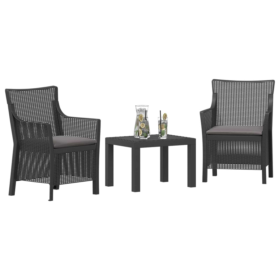Loungeset met kussen 3 pcs Antracietkleurig PP