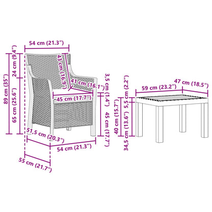 Loungeset met kussen 3 pcs Antracietkleurig PP