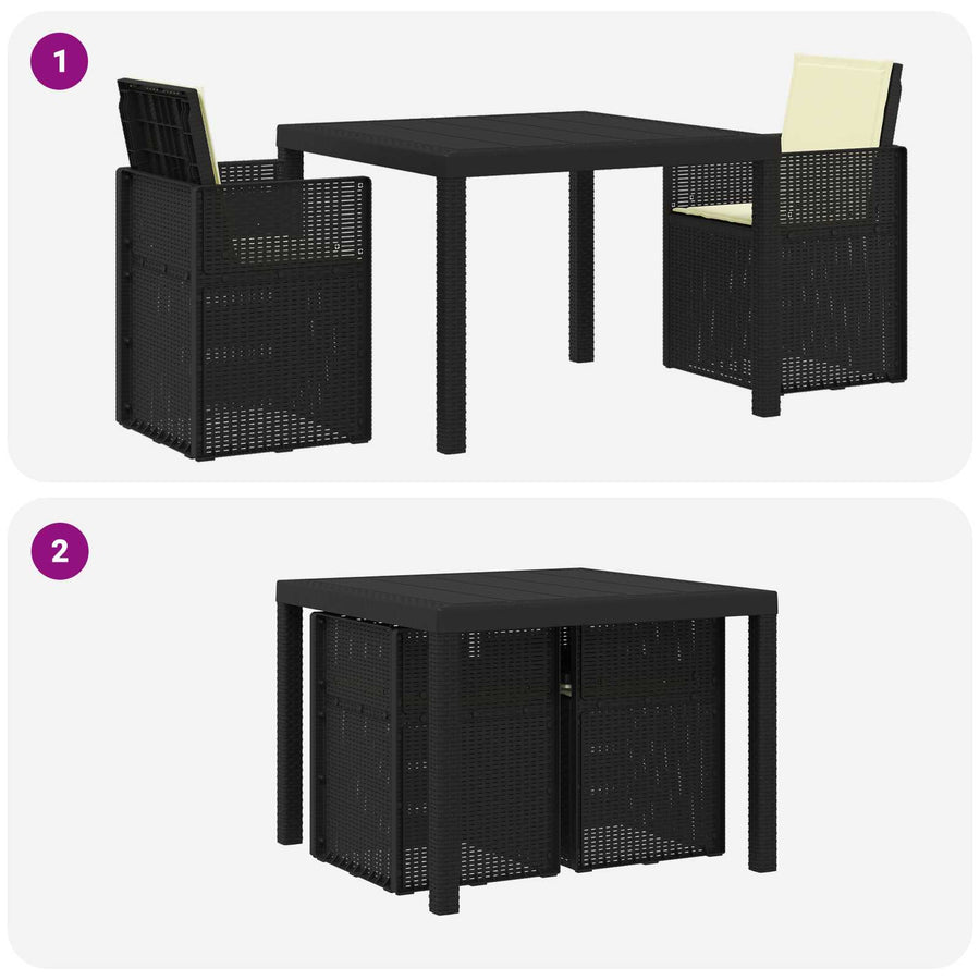 Tuin eettafelset met kussen 3 pcs Antraciet- en crèmekleurig PP
