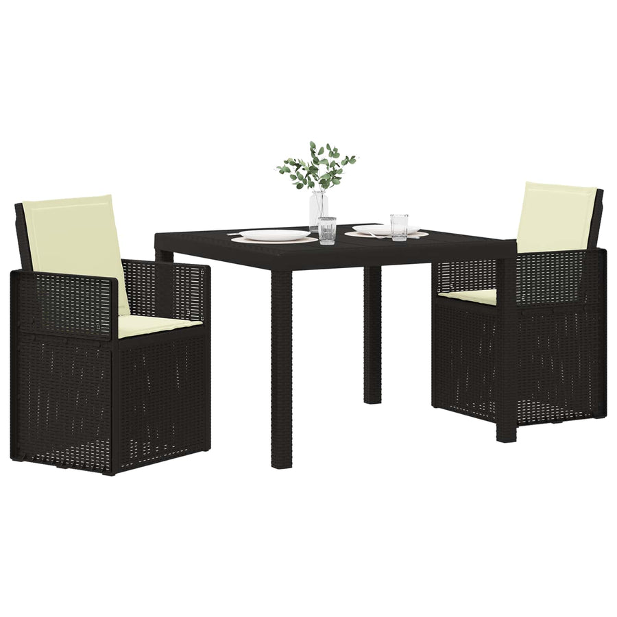 Tuin eettafelset met kussen 3 pcs Antraciet- en crèmekleurig PP
