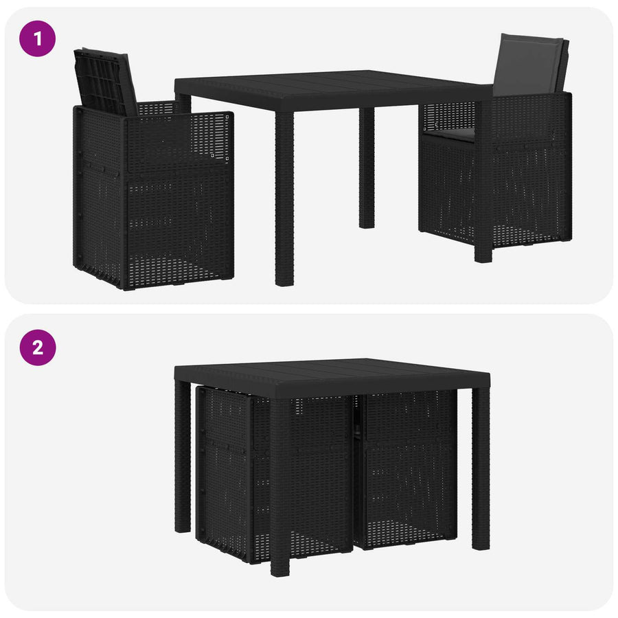 Tuin eettafelset met kussen 3 pcs Antracietkleurig PP