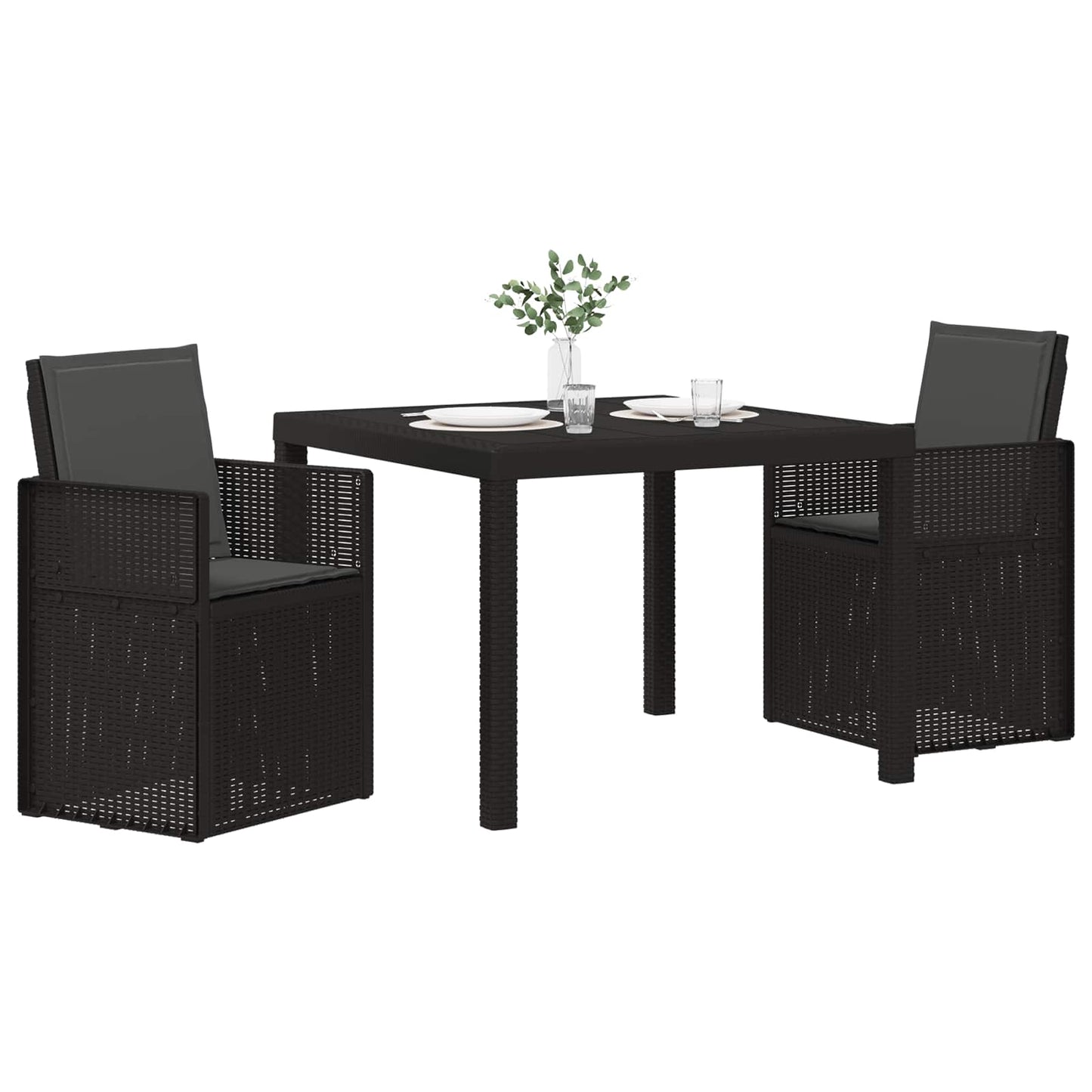 Tuin eettafelset met kussen 3 pcs Antracietkleurig PP