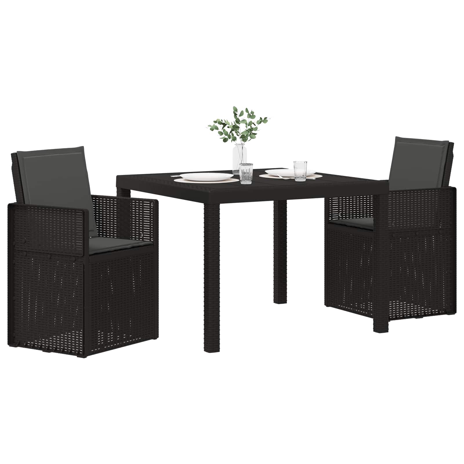 Tuin eettafelset met kussen 3 pcs Antracietkleurig PP
