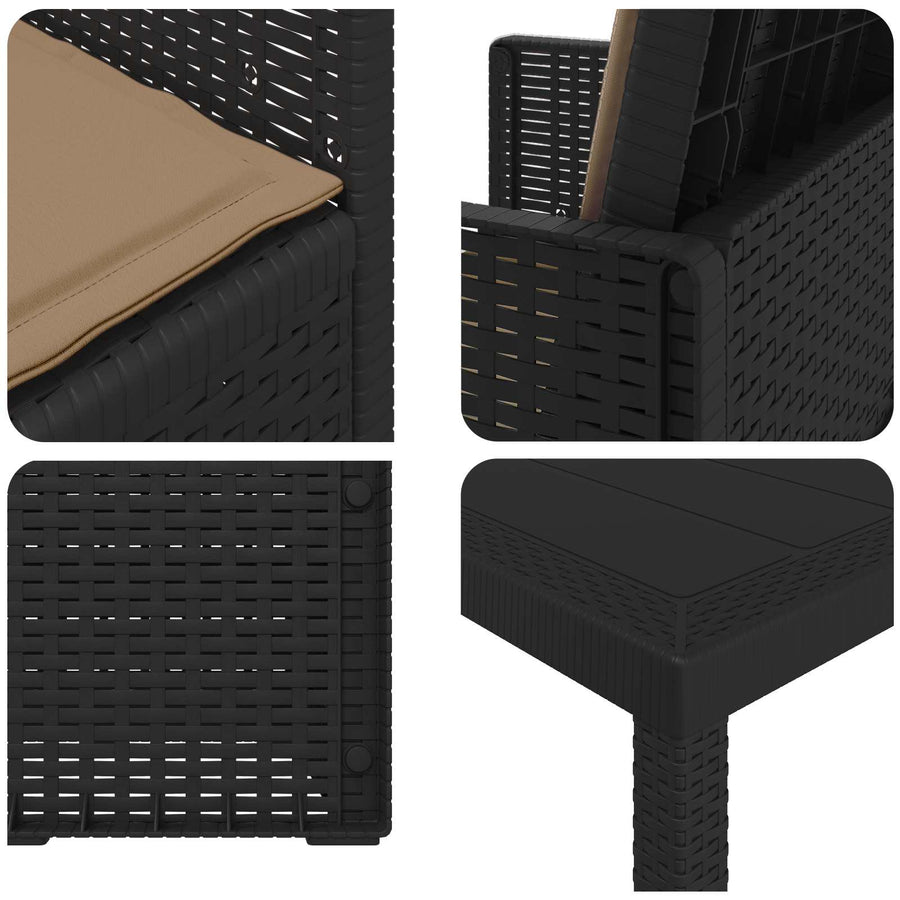 Tuin eettafelset met kussen 3 pcs Antracietkleurig en taupe PP