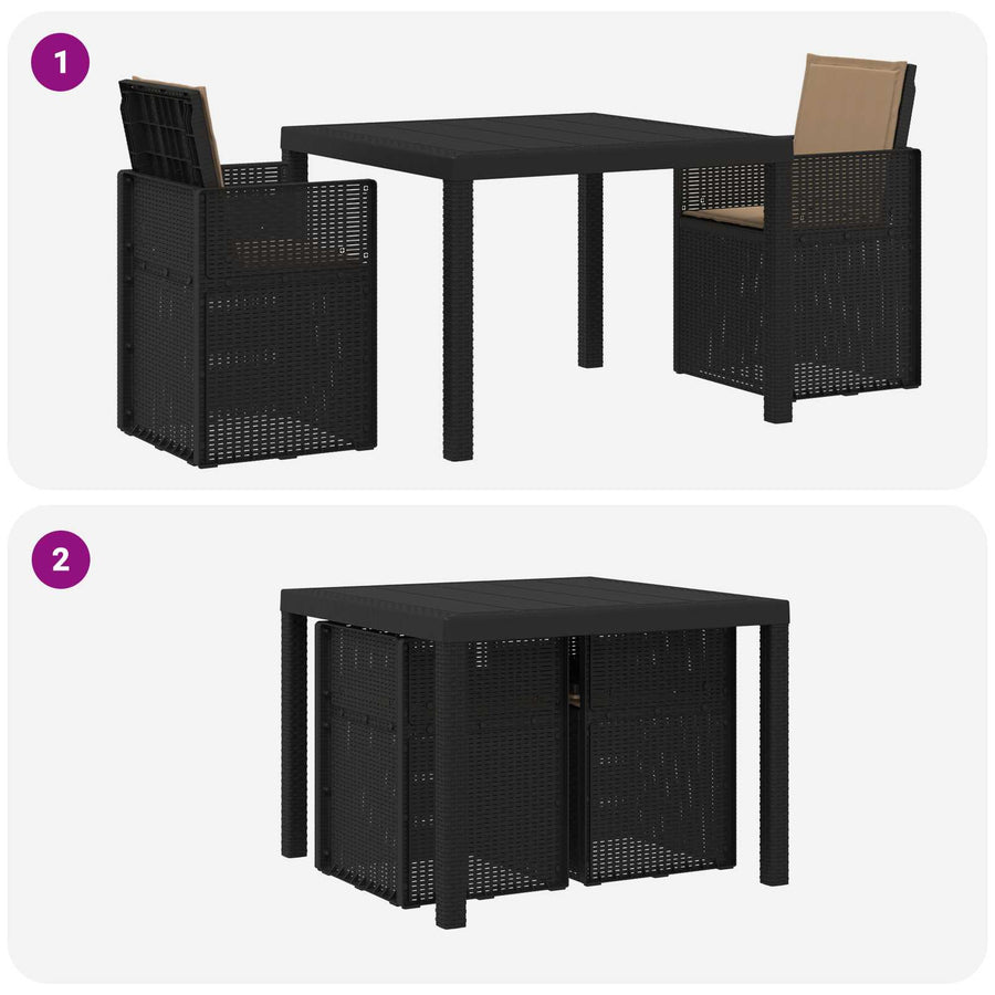Tuin eettafelset met kussen 3 pcs Antracietkleurig en taupe PP
