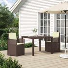 Garden dining set with cushion 3 pcs Brown and cream PP