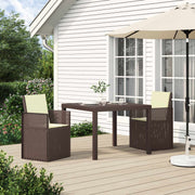 Garden dining set with cushion 3 pcs Brown and cream PP