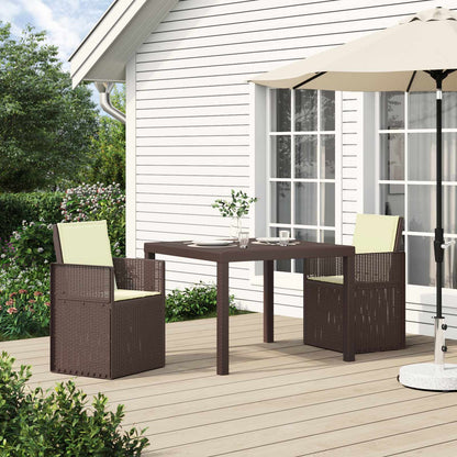 Tuin eettafelset met kussen 3 pcs Bruin en crèmekleurig PP