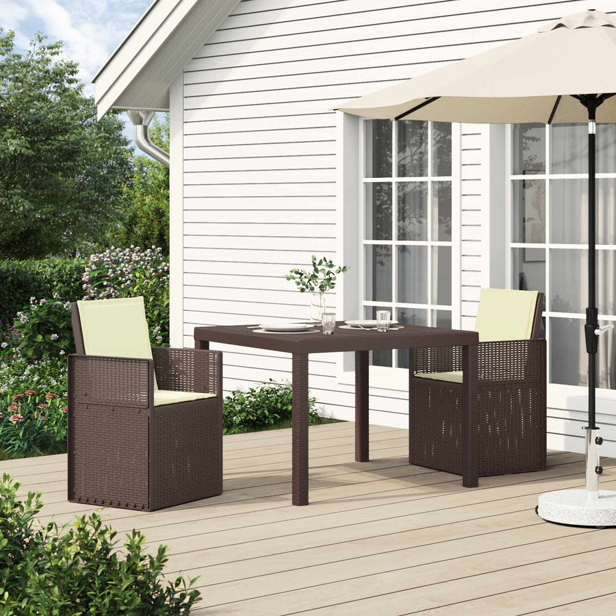 Tuin eettafelset met kussen 3 pcs Bruin en crèmekleurig PP