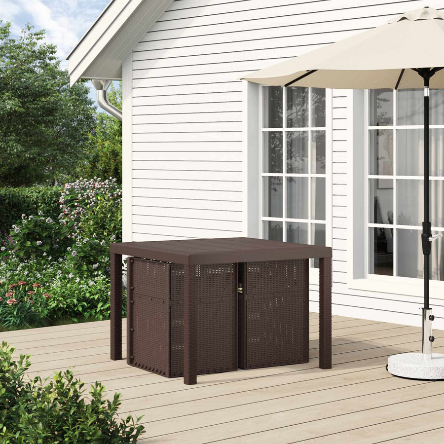 Tuin eettafelset met kussen 3 pcs Bruin en crèmekleurig PP
