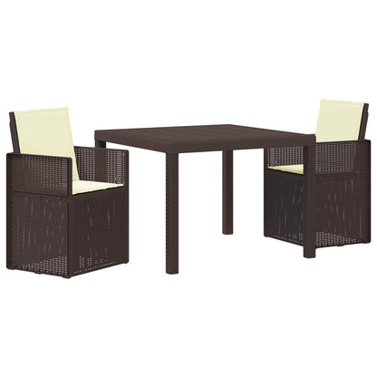 Tuin eettafelset met kussen 3 pcs Bruin en crèmekleurig PP