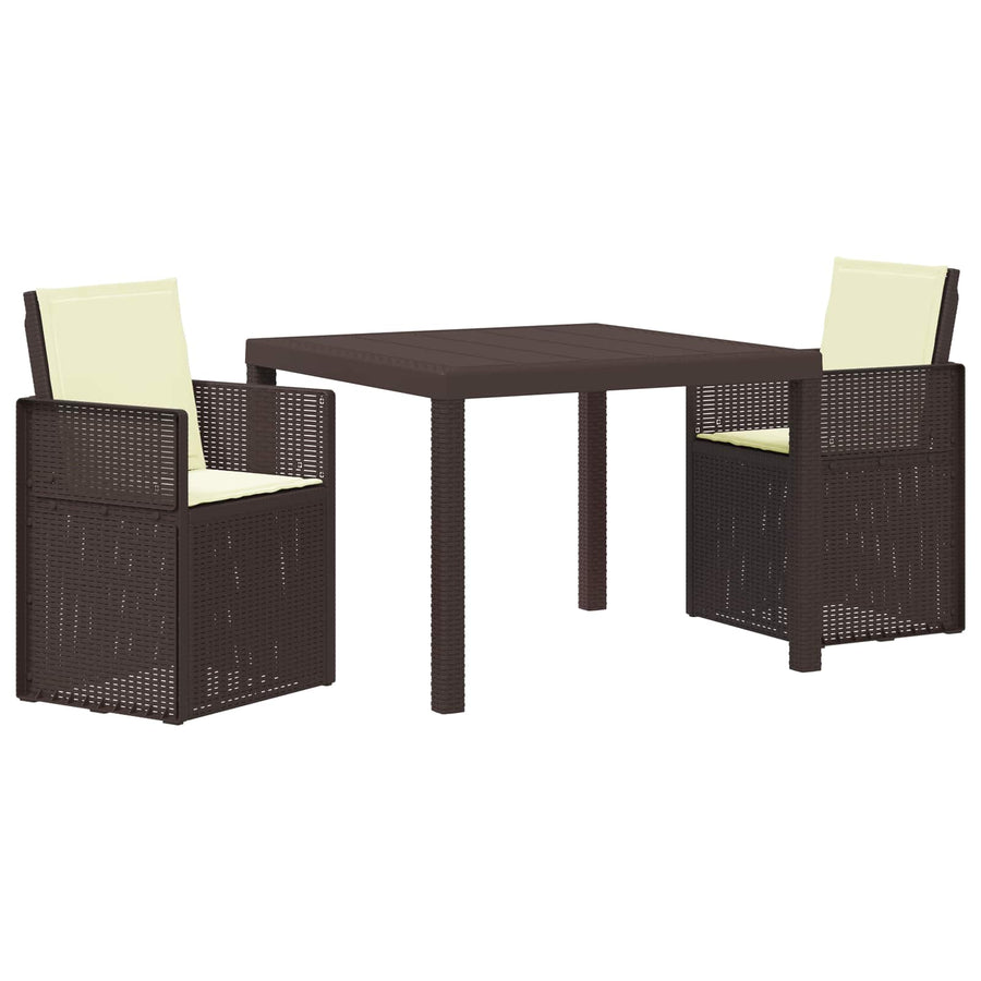 Tuin eettafelset met kussen 3 pcs Bruin en crèmekleurig PP