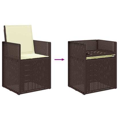 Tuin eettafelset met kussen 3 pcs Bruin en crèmekleurig PP