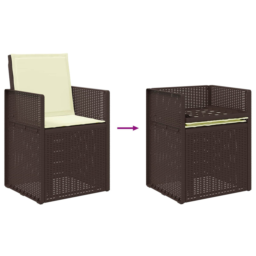 Tuin eettafelset met kussen 3 pcs Bruin en crèmekleurig PP